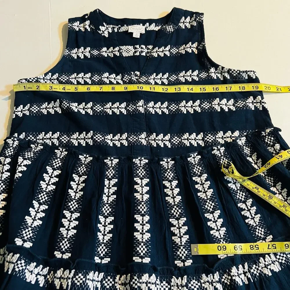 Mudpie Embroidered Sleeveless Dress Size S Small Blue White - Picture 7 of 9